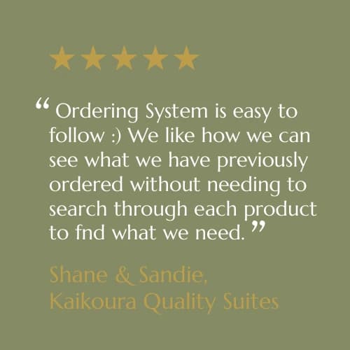 Five-star customer review card from Shane & Sandie, Kaikoura Quality Suites