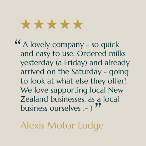 Five-star customer review card from Alexis Motor Lodge