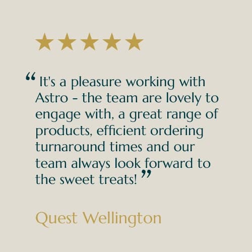 Five-star customer review card from Quest Wellington