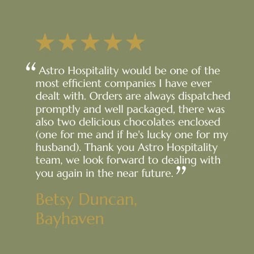 Five-star customer review card from Betsy Duncan, Bayhaven