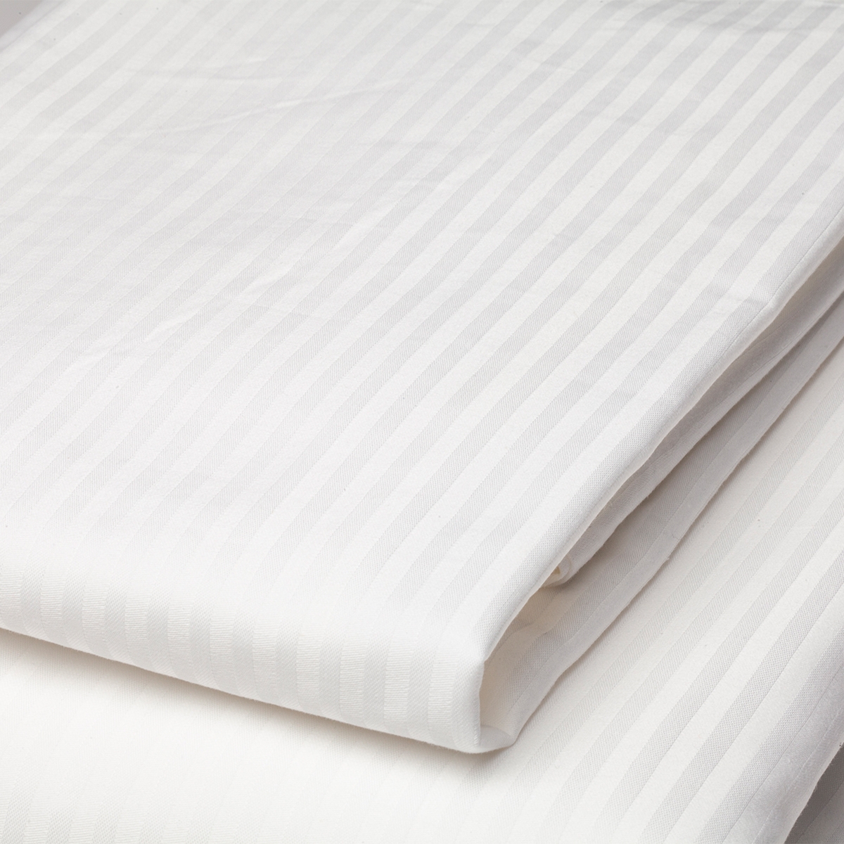 Super King Flat Sheet, 4 mm Sateen Stripe, White Astro Hospitality Ltd