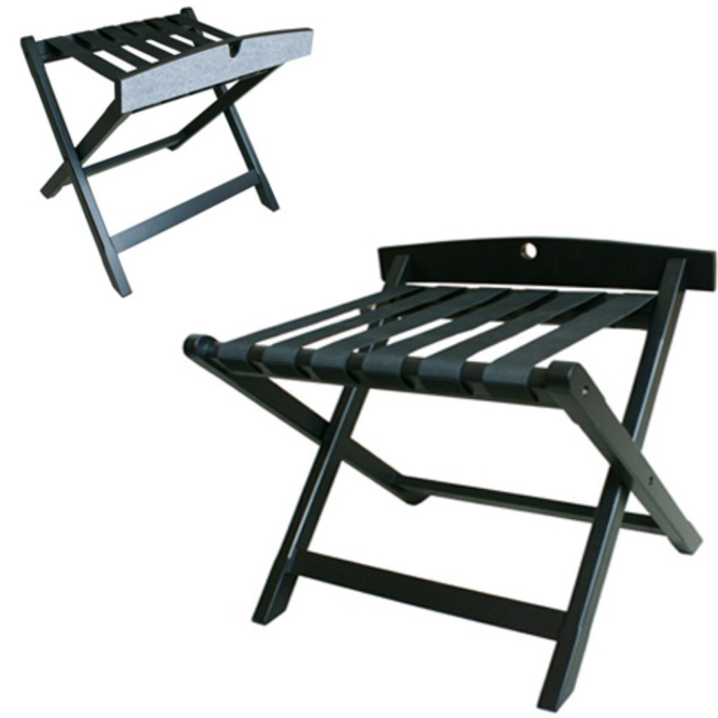 Black Wooden Luggage Rack With High Back Astro Hospitality Ltd