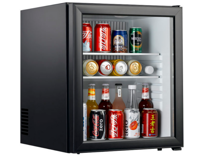 JVD HeatAbsorption 60L Glass Door Minibar Fridge Black Astro Hospitality