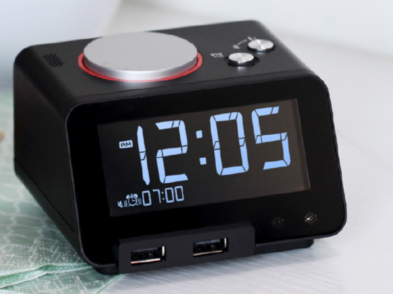 Homtime Alarm Clock with USB Ports Black | Astro Hospitality
