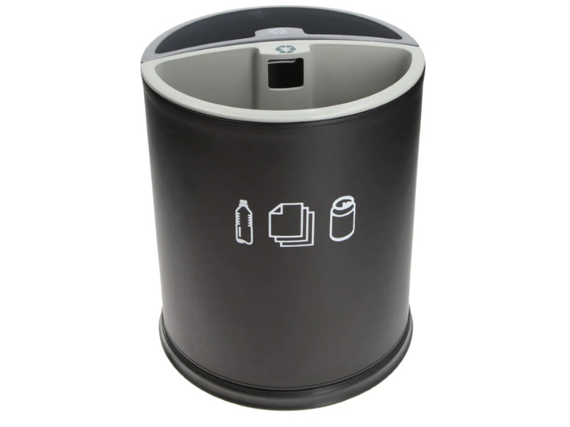 JVD 2 Compartment Round Recycle Bin 10 Litre Black Astro Hospitality